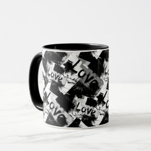 Schwarz-weiß mit Punkten Muster der Liebe Tasse
