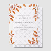 Schwarz-Weiß mit rostfreiem Herbst-Blätter Hochzei Pergament Einladungen (Versetzt (Einladung))