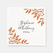 Schwarz-Weiß mit rostfreiem Herbst-Blätter Hochzei Serviette (Vorderseite)