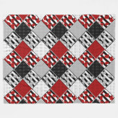 Schwarz-weiß mit rotem Retro-Patchwork Fleecedecke (Vorderseite (Horizontal))