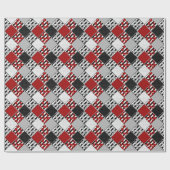 Schwarz-weiß mit rotem Retro-Patchwork Geschenkpapier (Flach)