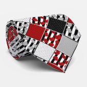 Schwarz-weiß mit rotem Retro-Patchwork Krawatte (Gerollt)