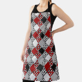 Schwarz-weiß mit rotem Retro-Patchwork Schürze (InSitu)