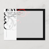 Schwarz-Weiß mit rotem Rückwärtswirbel Ankündigungspostkarte (Rückseite)