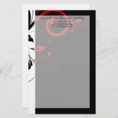 Schwarz-Weiß mit rotem Rückwärtswirbel Briefpapier (Vorne/Hinten)