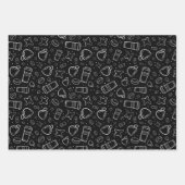 schwarz-weiß mit Sternen für Ihr Handwerk Geschenkpapier Set (Vorderseite 3)