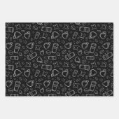 schwarz-weiß mit Sternen für Ihr Handwerk Geschenkpapier Set (Vorderseite 2)