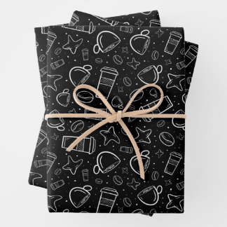 schwarz-weiß mit Sternen für Ihr Handwerk Geschenkpapier Set