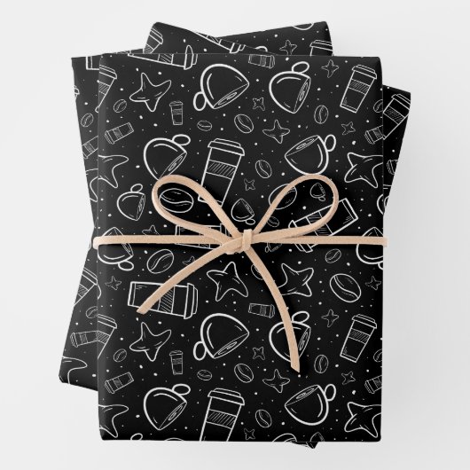 schwarz-weiß mit Sternen für Ihr Handwerk Geschenkpapier Set (Beispiel)