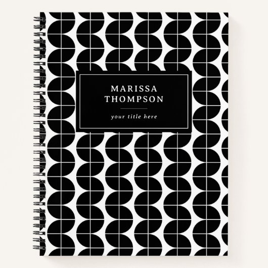 Schwarz & Weiß Mitte Jahrhundert Moderne Abstrakte Notizblock (Vorderseite)