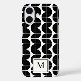 Schwarz/Weiß Mitte Jahrhundert Modernes Abstraktes iPhone 16 Hülle