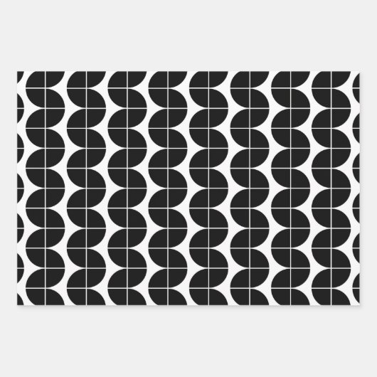 Schwarz/Weiß Mitte Jahrhundert Modernes Abstraktes Geschenkpapier Set (Vorderseite 3)