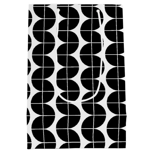 Schwarz/Weiß Mitte Jahrhundert Modernes Abstraktes Mittlere Geschenktüte (Rückseite)