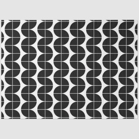 Schwarz/Weiß Mitte Jahrhundert Modernes Abstraktes Seidenpapier (Vorderseite)