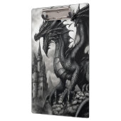 Schwarz-Weiß-Mittelalterliches Gotisches Drachenkl Klemmbrett (Links)