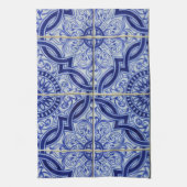 Schwarz-Weiß-Mittelmeer-Fliesenmuster Geschirrtuch (Vertikal)