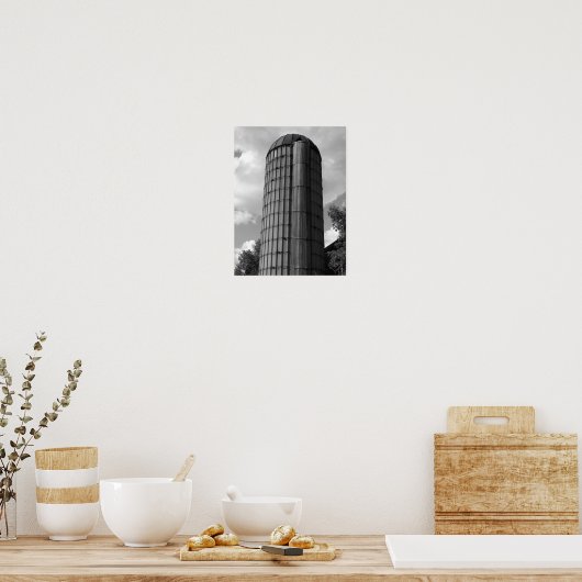 Schwarz-Weiß-Mittelwestsilo Poster (Küche)