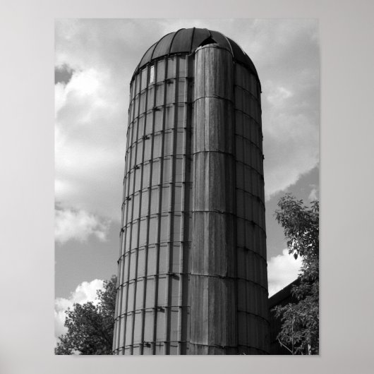 Schwarz-Weiß-Mittelwestsilo Poster (Vorne)