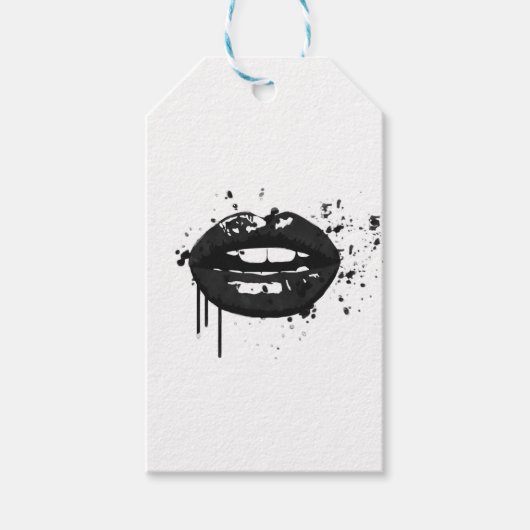 Schwarz-Weiß-Mode-Lippen-Verpackung Geschenkanhänger (Vorderseite)