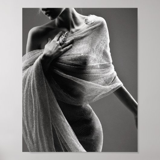 Schwarz-Weiß-Mode-Modell-Poster Poster (Vorne)