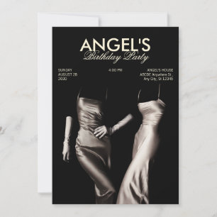 SCHWARZ WEISS MODE SEIDEN KLEID GLAMOUR ÄSTHETIK  EINLADUNG