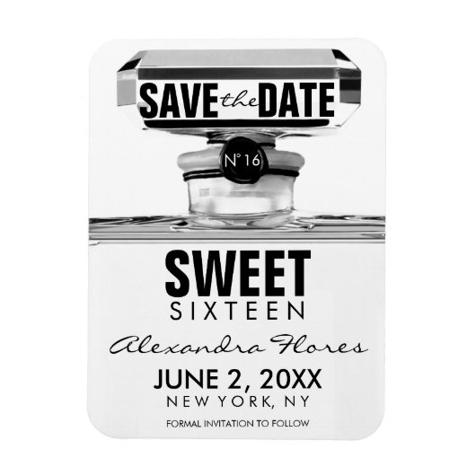 Schwarz-Weiß-Mode Sweet 16 SAVE THE DATE Magnet (Vertikal)