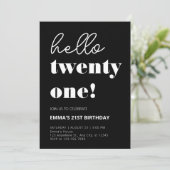 Schwarz-weiß Modern 21. Geburtstag Einladung (Stehend Vorderseite)