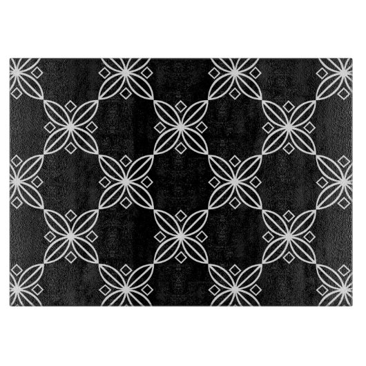 Schwarz-Weiß-Modern Art Deco Cutting Board Schneidebrett (Vorderseite)