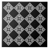 Schwarz-Weiß-Modern Art Deco Diamanten Trivet Fliese (Vorderseite)