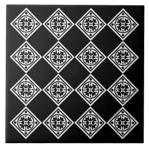 Schwarz-Weiß-Modern Art Deco Diamanten Trivet Fliese