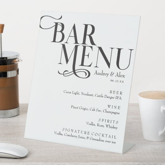 Schwarz-Weiß-Modern-Bar-Menü-Schild Sockelschild (In Situ)