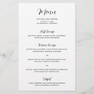 Schwarz-Weiß-Modern-Budget-Hochzeitsmenü Flyer
