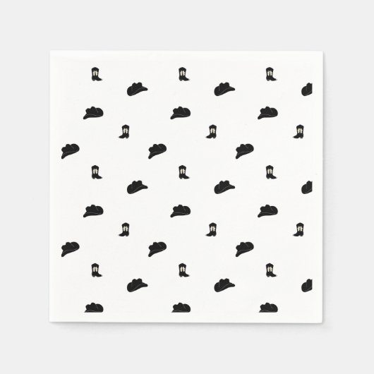 Schwarz-Weiß-Modern-Cowboy-Rodeo-Muster Serviette (Vorderseite)