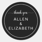 Schwarz-weiß Modern Dankeschön-Gastgeschenk Hochze Runder Aufkleber (Vorderseite)