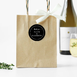 Schwarz-weiß Modern Dankeschön-Gastgeschenk Hochze Runder Aufkleber