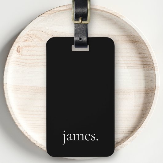 Schwarz-Weiß-Modern-Einfache Monogrammbezeichnung Gepäckanhänger