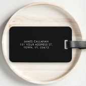 Schwarz-Weiß-Modern-Einfache Monogrammbezeichnung Gepäckanhänger