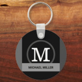 Schwarz-Weiß, modern elegant Schlüsselanhänger (Rückseite)