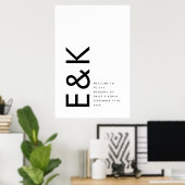 Schwarz-Weiß-Modern fett Groß-Monogramm Einfach Poster (Heimbüro)