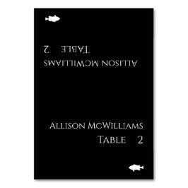 Schwarz-Weiß-Modern-Fisch-Symbol- Tischnummer