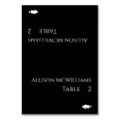 Schwarz-Weiß-Modern-Fisch-Symbol- Tischnummer (Vorderseite)