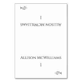 Schwarz-Weiß-Modern-Fisch-Symbol- Tischnummer