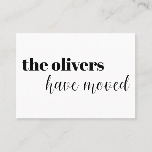 Schwarz & Weiß, modern, Fun Change of Address Card Visitenkarte (Vorderseite)