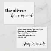 Schwarz & Weiß, modern, Fun Change of Address Card Visitenkarte (Vorne/Hinten)