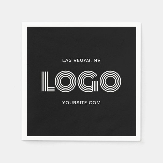 Schwarz-Weiß-Modern-Logo Serviette (Vorderseite)