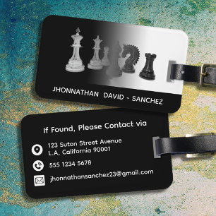 Schwarz-Weiß-Modern-Maskuliner Schachreise Gepäckanhänger