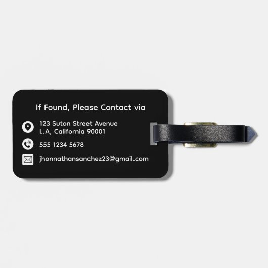 Schwarz-Weiß-Modern-Maskuliner Schachreise Gepäckanhänger (Rückseite horizontal)