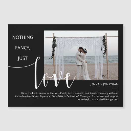 Schwarz-Weiß-Modern-Minimal-Script-Foto-Magnet Magneteinladung (Vorderseite)