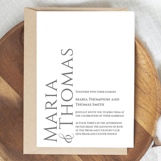 Schwarz-Weiß-Modern Minimalistisch einfach Einladung