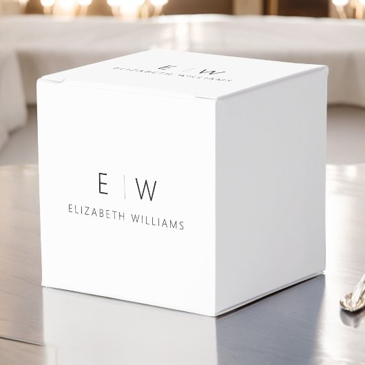 Schwarz-weiß Modern Minimalistischer Monogrammname Geschenkschachtel